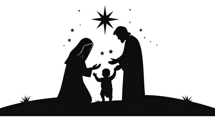 Holy Family silhouette on hill