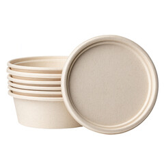 Stack of Biodegradable Paper Bowls with Lid - Eco-Friendly Food Packaging