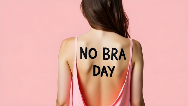 portrait of a young woman, no bra day concept, breast cancer awareness, Ai	 - Powered by Adobe