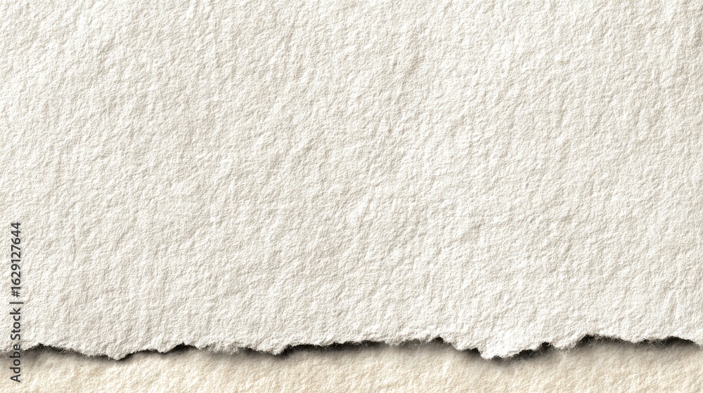 Aufkleber a piece of hand-torn white paper rests on a flat surface, showcasing its textured surface and rough 