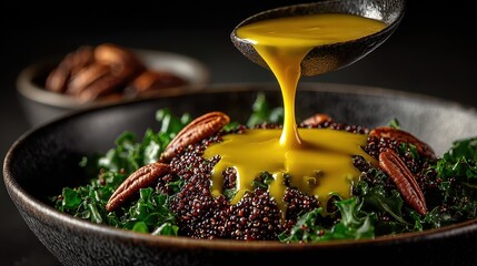 Fresh Kale Salad with Mustard Seeds and Honey Dressing