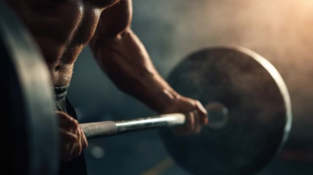 Athlete Lifting Heavy Barbell in Gym