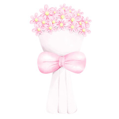 Flower Bouquet White Watercolor illustration.