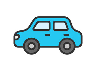 ホビーの、ミニカーのアイコン（線画カラー）のイラスト