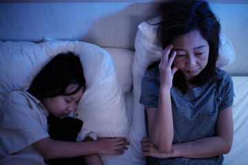 Asian single mum is sleepless, stressed, and worried awake at night after divorce near her...