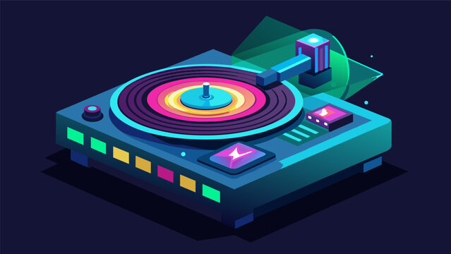 A futuristic record player with programmable LED lights that change with the music. Vector illustration
