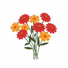 Vibrant Bouquet of Orange and Red Zinnias