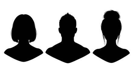 Three Silhouettes of Diverse Peoples Heads.