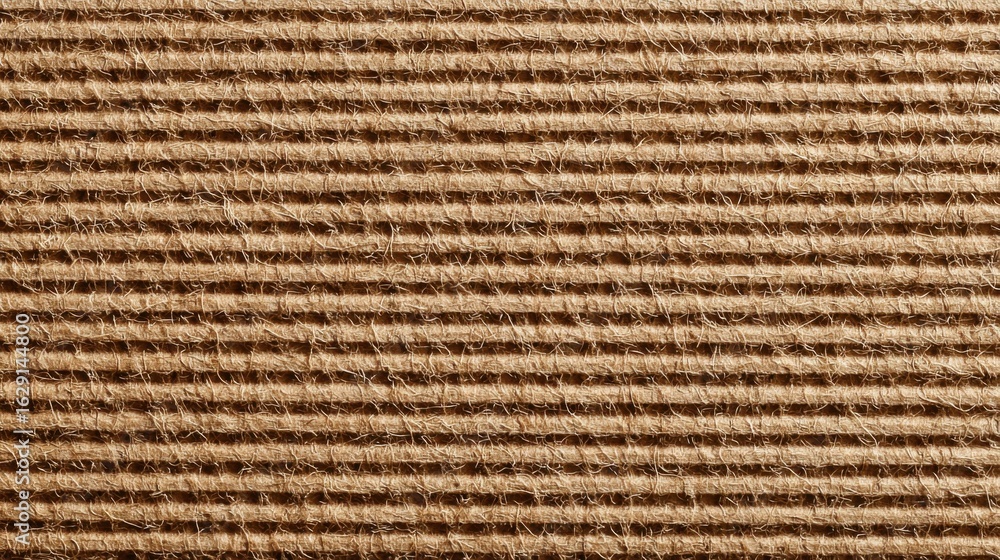 Aufkleber close-up view of a textured brown surface revealing the distinct lines and fibers of corrugated card