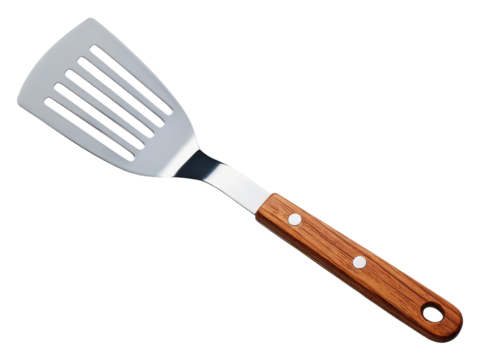 Metal spatula with wooden handle isolated on a transparent background - Powered by Adobe