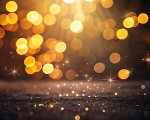 Photo of a mesmerizing bokeh background with golden lights and sparkling accents, creating a festive and enchanting atmosphere, ideal for adding a touch of magic to any project