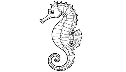 Fototapeta premium Black and white drawing of a seahorse