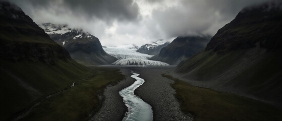 vast mountain valley under a dramatic sky | nature, travel, landscape, scenic, adventure theme