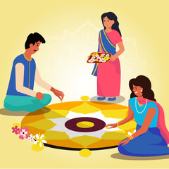 Onam Festival Celebration India Illustration