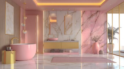 Modern pink bathroom interior design
