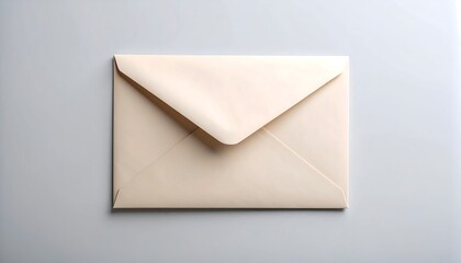 Beige Envelope on Gray Background with Communication Concept, Isolated Mail, and Top View.