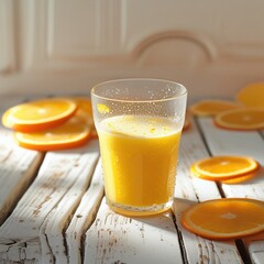 Glass of Orange Juice: With Slices of Fresh Orange
