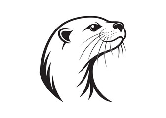 Otter Head Silhouette Vector Illustration in Bold Style on Clean White Background.