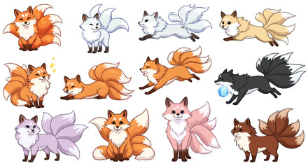 Obraz premium Vector nine tail fox clip art desaign