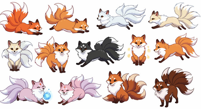 Vector nine tail fox clip art desaign