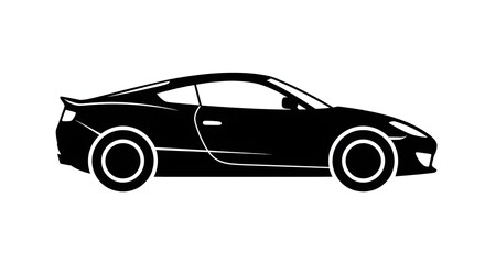 Fototapeta premium Black Sports Car Silhouette on White Background Automotive Design