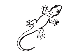 Vector Silhouette of a Lizard in Crawling Pose for Reptile and Wildlife Design.