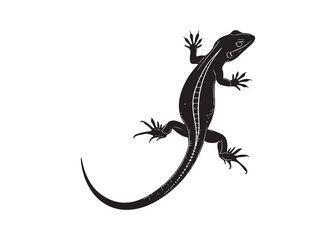 Fototapeta premium Vector Silhouette of a Lizard in Crawling Pose for Reptile and Wildlife Design.