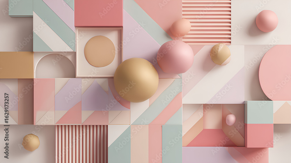 Poster modern background design with softly arranged pastel geometric patterns