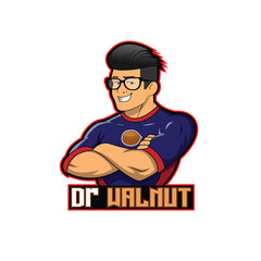 Dr Walnut Cartoon Mascot Logo – Cool Superhero Character Design