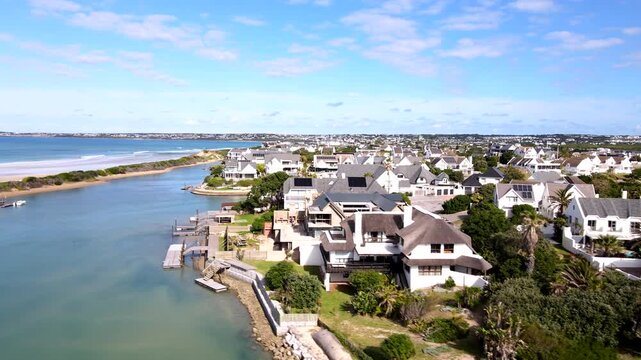 Aerial riser reveals scenic St Francis Bay with exclusive canal-side properties
