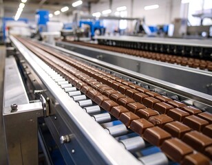 Obraz premium Chocolate bars on an automated production line