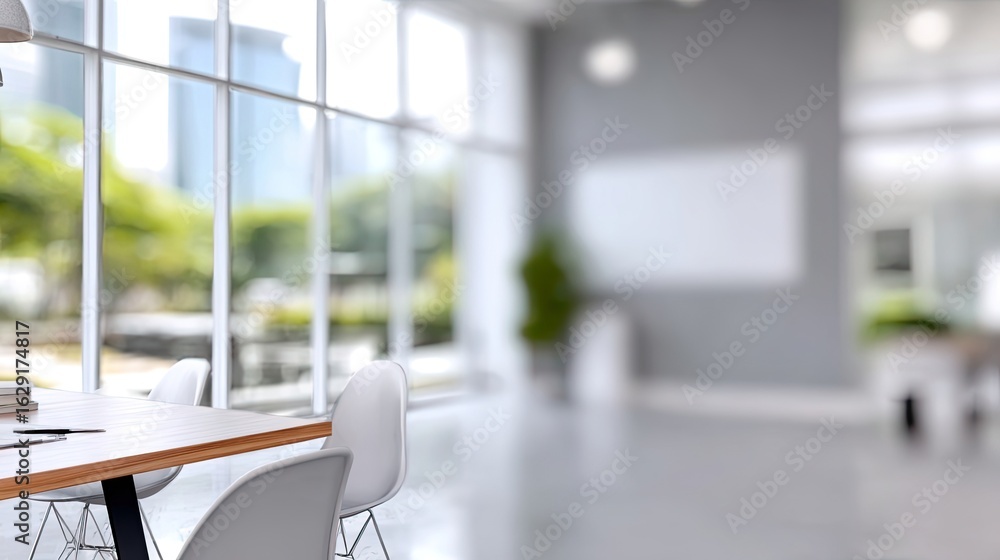 Poster modern workspace: a light-filled, modern workspace offering a glimpse into a dynamic, productive set