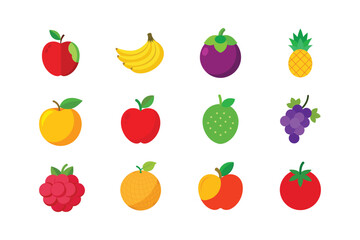 Fototapeta premium Collection of fresh tropical sliced fruits in vibrant artistic style Color Vector illustration