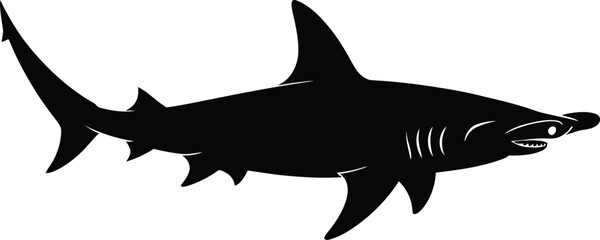 Obraz premium Hammerhead shark silhouette black white