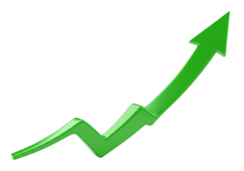 Green Arrow Up: Success, Growth, Progress Graphic Isolated on Transparent Background