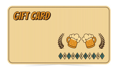 Oktoberfest gift card beers in retro mid century style. Vintage vector illustration isolated on white background for brewery tavern diner pub bar and more