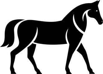 Minimalist horse flat silhouette logo vector. Great for pet care icons, stable identity, cowboy badges, and nature-inspired branding.


