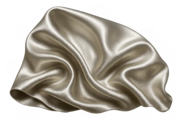 Gold silk cloth flowing and waving with transparent background, perfect for luxury or fashion designs