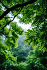 Lush rain-drenched foliage