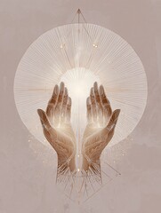 Female hands open upward with subtle glowing energy lines as a symbol of women energy and power