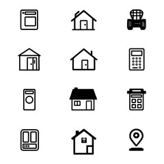 Fototapeta premium Icon Sheet, simpele shapes, home icon, white backgrouond