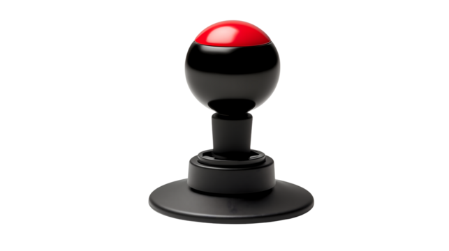 Sleek black and red control knob for industrial machine or futuristic device