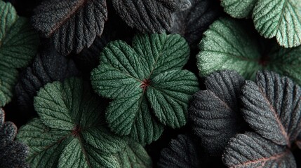 Close-up view of dark and light green leaves