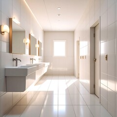 Bright, modern bathroom interior with sunlight streaming in