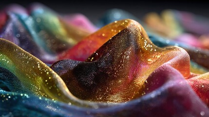 Color-shifting materials visualization demonstrating innovative textiles that change hue in response to environmental stimuli.