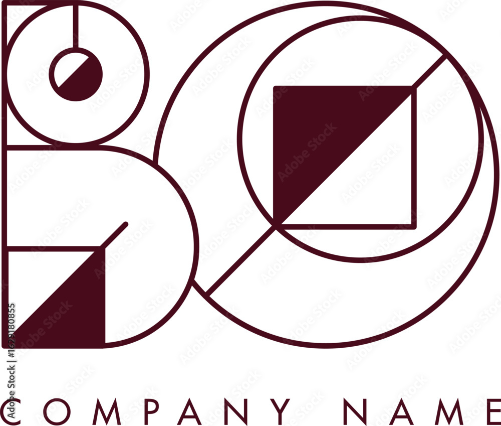 Poster Minimalist BO Circular Monogram Logo Design with Bold Lines and Elegant Style