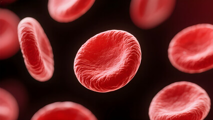 close up of several red blood cells on a black background