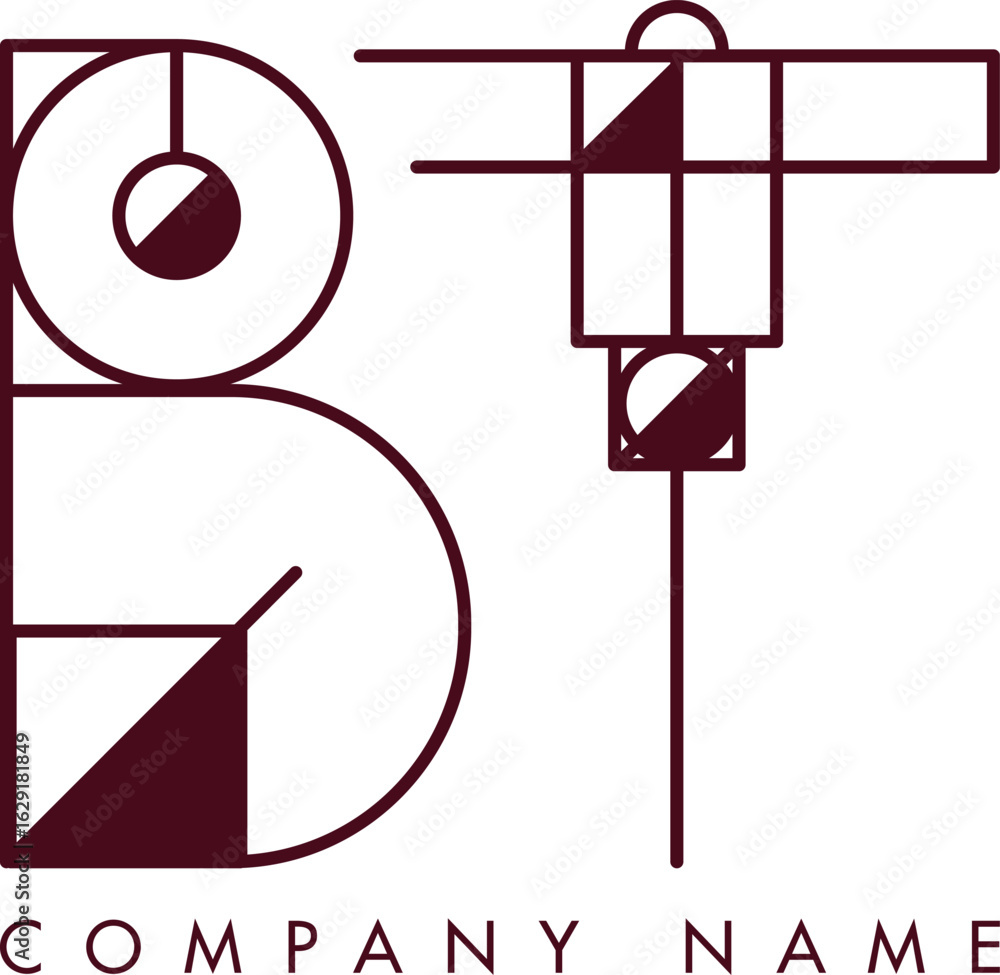 Poster minimalist bt circular monogram logo design with bold lines and elegant style