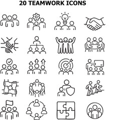 Teamwork icon with people and gear symbol
