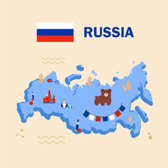 Obraz premium Russia map in modern minimalist style